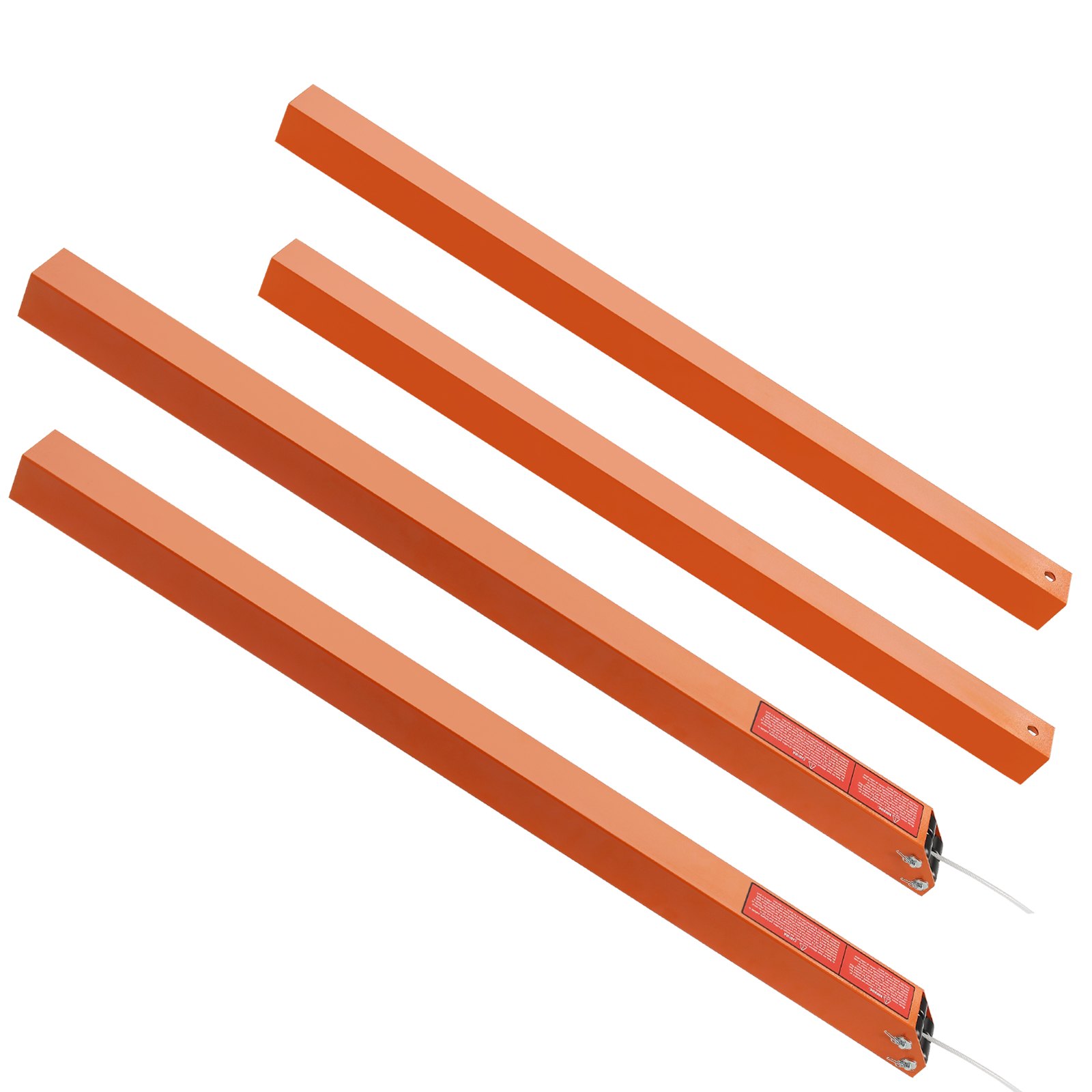 Varillas de acero de color naranja para ayudar a la puerta trasera del remolque VEVOR colocadas en diagonal sobre fondo blanco
