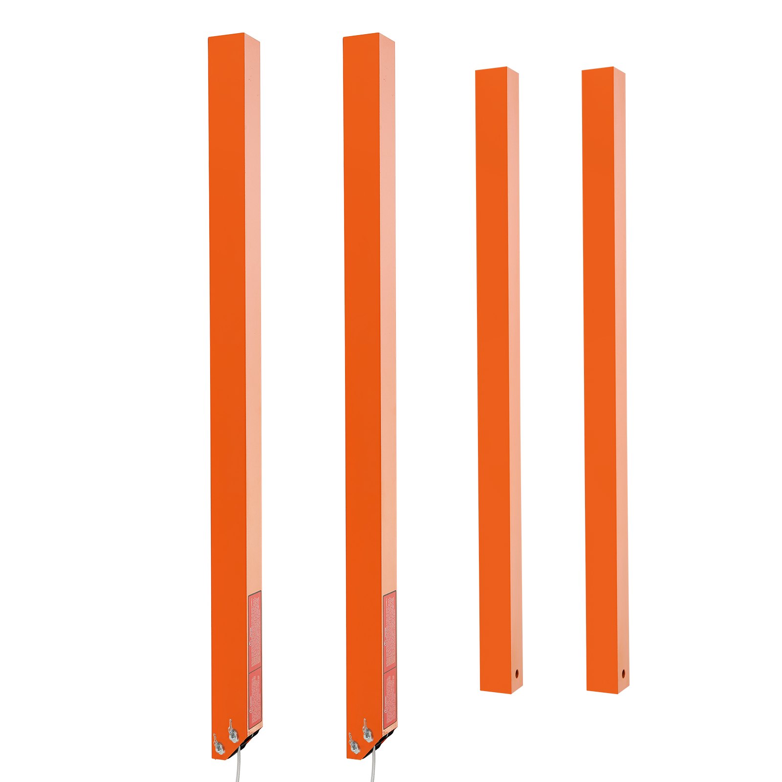 Cuatro puntales de asistencia para portón trasero de remolque VEVOR de color naranja alineados verticalmente sobre un fondo blanco.