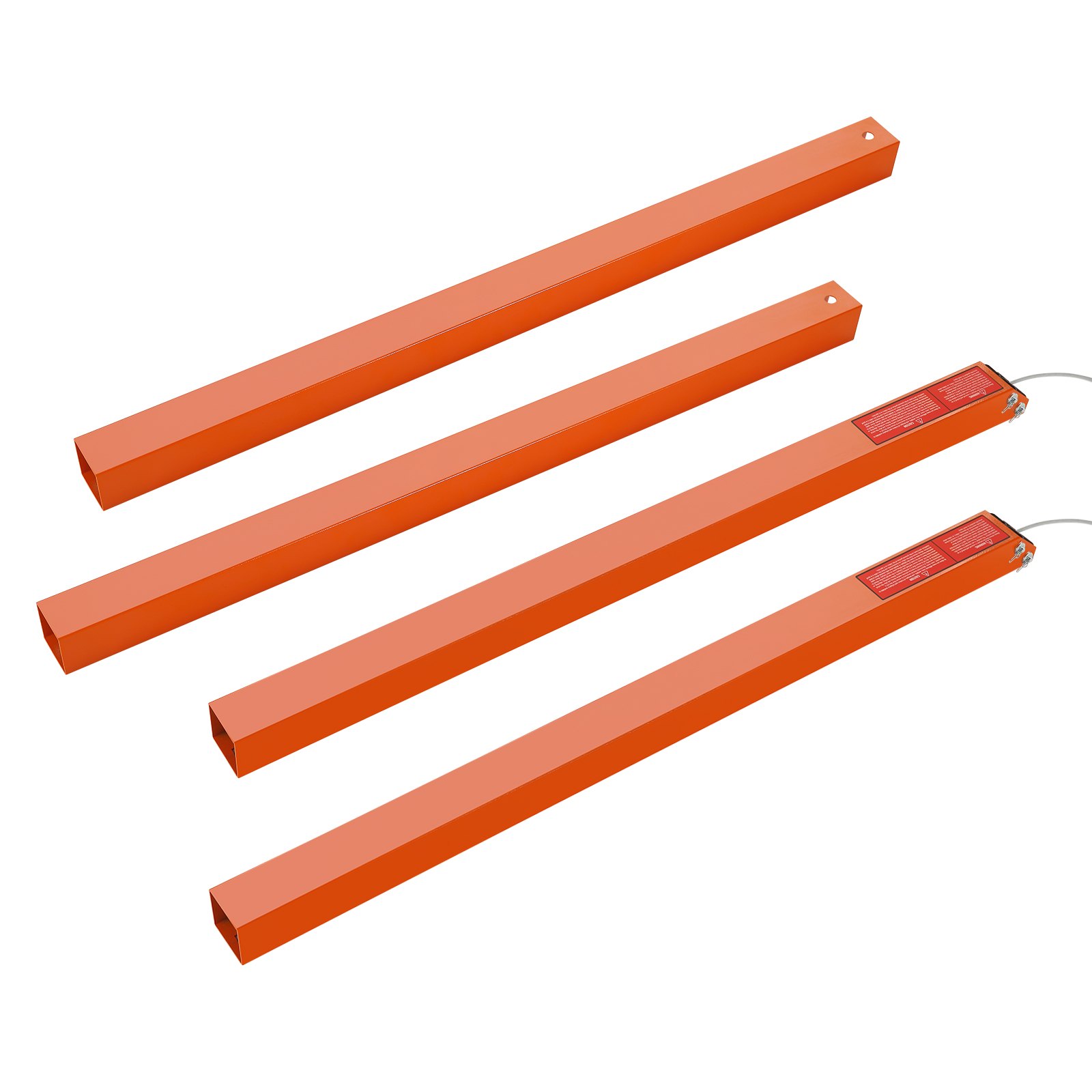 Barras de asistencia para portón trasero de remolque VEVOR de color naranja mostradas sobre un fondo blanco.