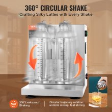 VEVOR Máquina para hacer batidos, máquina mezcladora de té con leche comercial de 120 W, máquina mezcladora de batidos de doble cabezal, licuadora de batidos ajustable de 0 a 180 s, con taza de PC de 1 L, para tienda de té con leche