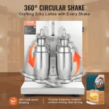 VEVOR Máquina para hacer batidos, máquina mezcladora de té con leche comercial de 120 W, máquina mezcladora de batidos de doble cabezal, licuadora de batidos ajustable de 0 a 180 s, con taza de acero inoxidable de 750 ml, para tienda de té con leche
