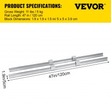 Varilla de eje de riel lineal VEVOR SBR20-1200mm 20mm con 4 bloques SBR20UU