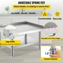 VEVOR Soporte para parrilla mesa de cocina 36 x 30 x 24 pulgadas mesa de acero inoxidable mesa de soporte para parrilla con estante inferior
