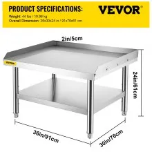VEVOR Soporte para parrilla mesa de cocina 36 x 30 x 24 pulgadas mesa de acero inoxidable mesa de soporte para parrilla con estante inferior