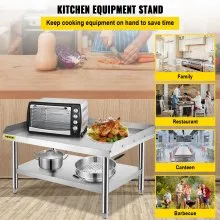 VEVOR Mesa de cocina Soporte para parrilla mesa de acero inoxidable de 48 x 30 x 24 pulgadas mesa de soporte para parrilla con estante