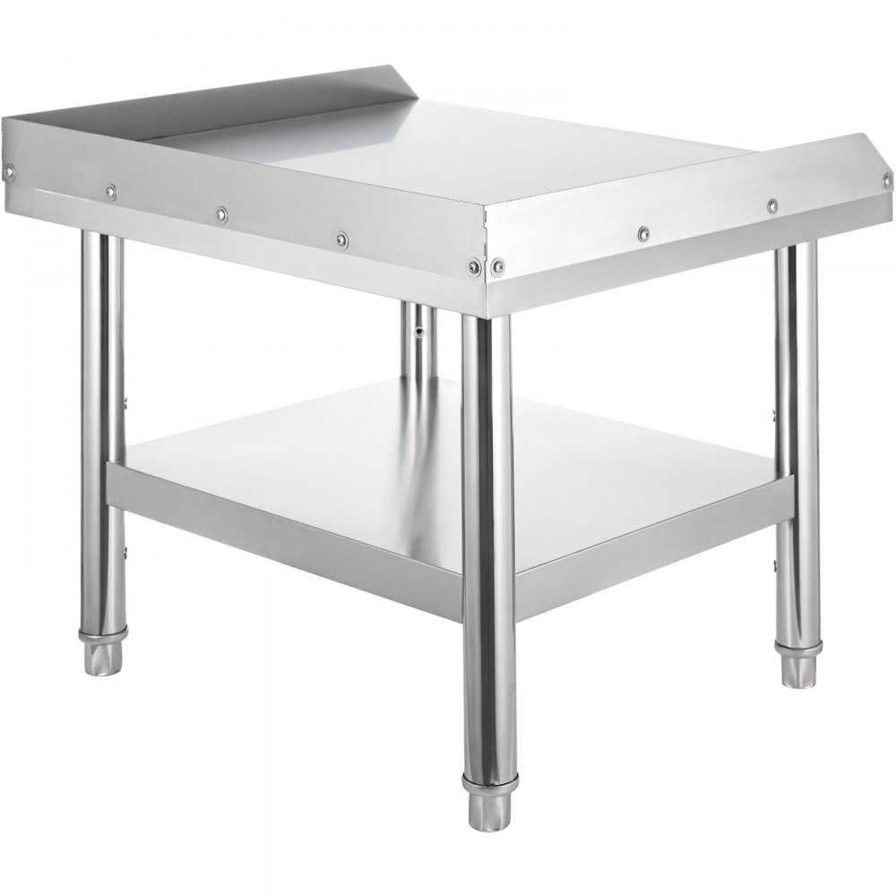 Soporte de parrilla de acero inoxidable VEVOR con estante y cuatro patas resistentes.