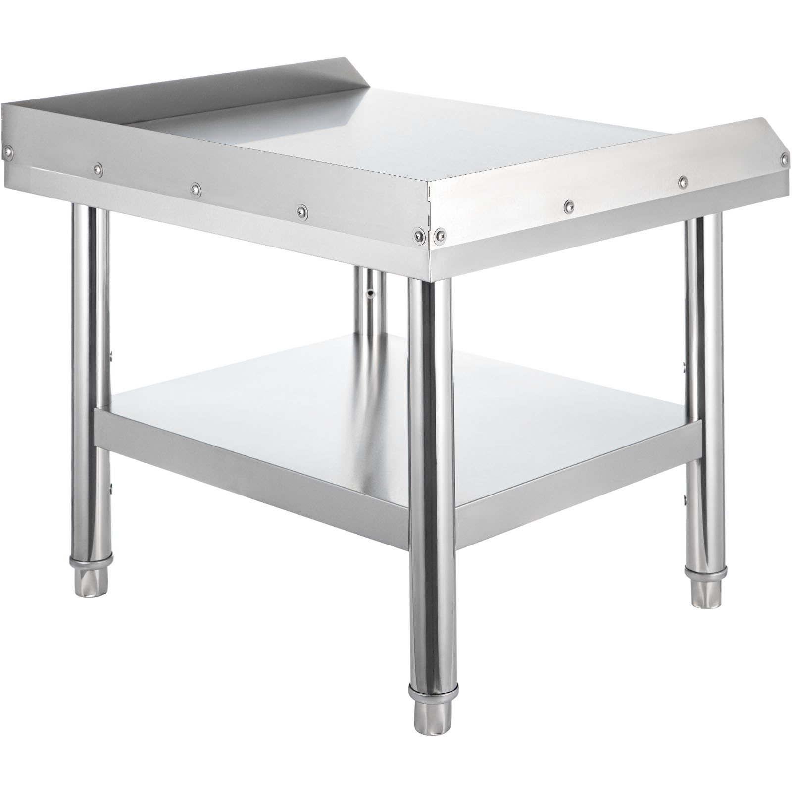 Soporte de parrilla de acero inoxidable VEVOR con estante y cuatro patas resistentes.