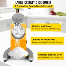 VEVOR Máquina de hielo Picadora de hielo máquina para hacer conos de nieve 210LBS Trituradora de hielo eléctrica 300W Amarillo