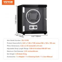 VEVOR Enrollador de Reloj, Enrollador de Reloj Individual para Reloj Automático para Hombres y Mujeres, con Motor Mabuchi Japonés Súper Silencioso, Luz LED Azul y Adaptador, Carcasa de Tablero de Alta
