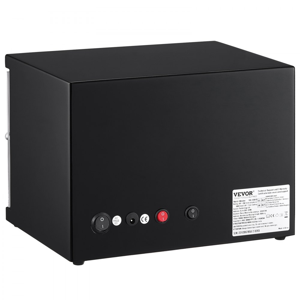 VEVOR Enrollador de Reloj, Enrollador de Reloj Doble para Reloj Automático para Hombres y Mujeres, con 2 Motores Mabuchi Japoneses Súper Silenciosos, Luz LED Azul y Adaptador, Carcasa de Tablero de Al