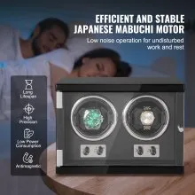 VEVOR Enrollador de Reloj, Enrollador de Reloj Doble para Reloj Automático para Hombres y Mujeres, con 2 Motores Mabuchi Japoneses Súper Silenciosos, Luz LED Azul y Adaptador, Carcasa de Tablero de Al