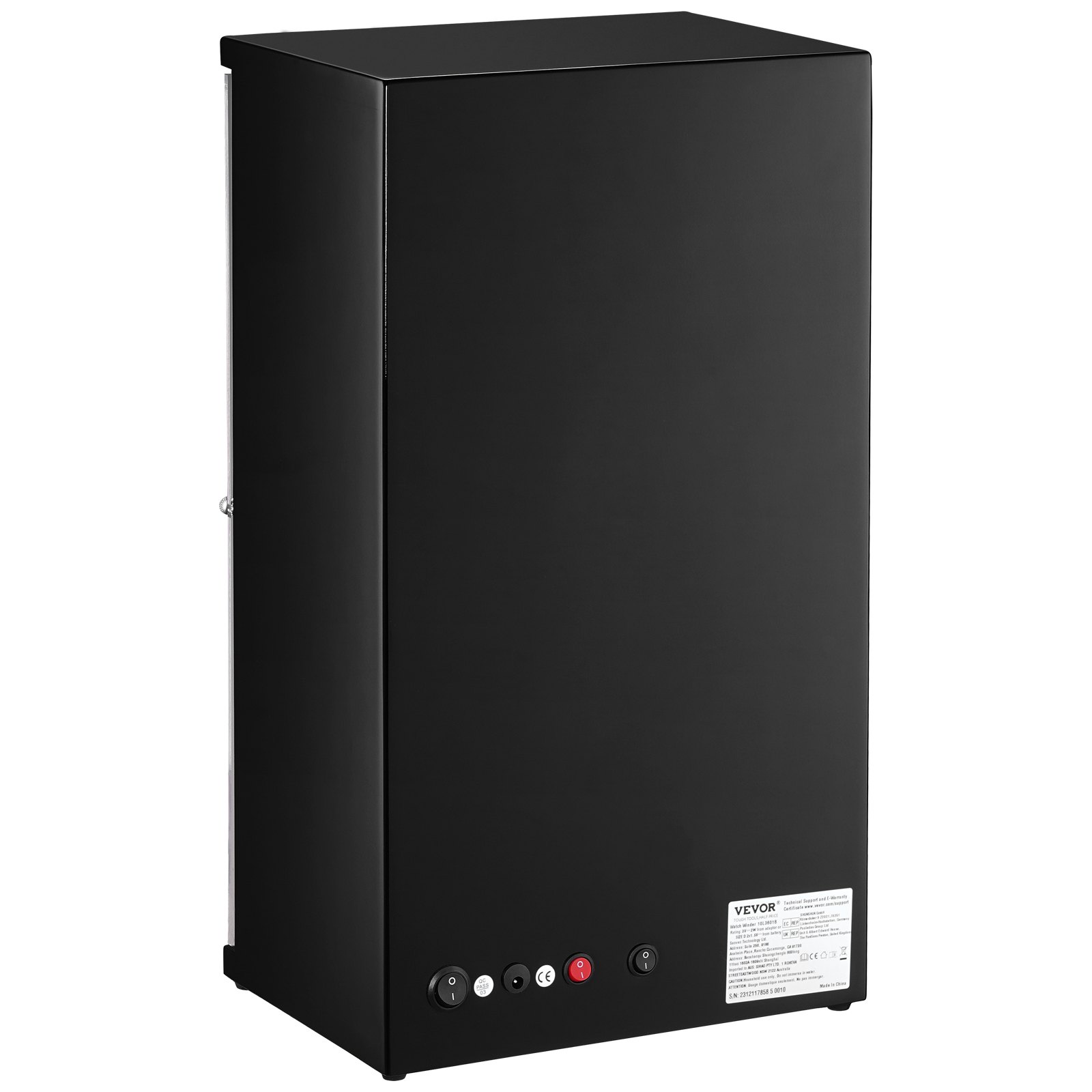 Caja giratoria para relojes VEVOR, para 6 relojes automáticos de hombre y mujer, con 6 motores japoneses Mabuchi supersilenciosos, luz LED azul y adaptador, carcasa de cartón de alta densidad y PU negro.