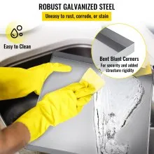 Bandeja para lavadora VEVOR de 32 x 30 x 2,5 pulgadas, 18 GA de espesor, acero galvanizado, resistente, compacta, bandeja de goteo para lavadora con orificio de drenaje y adaptador de manguera