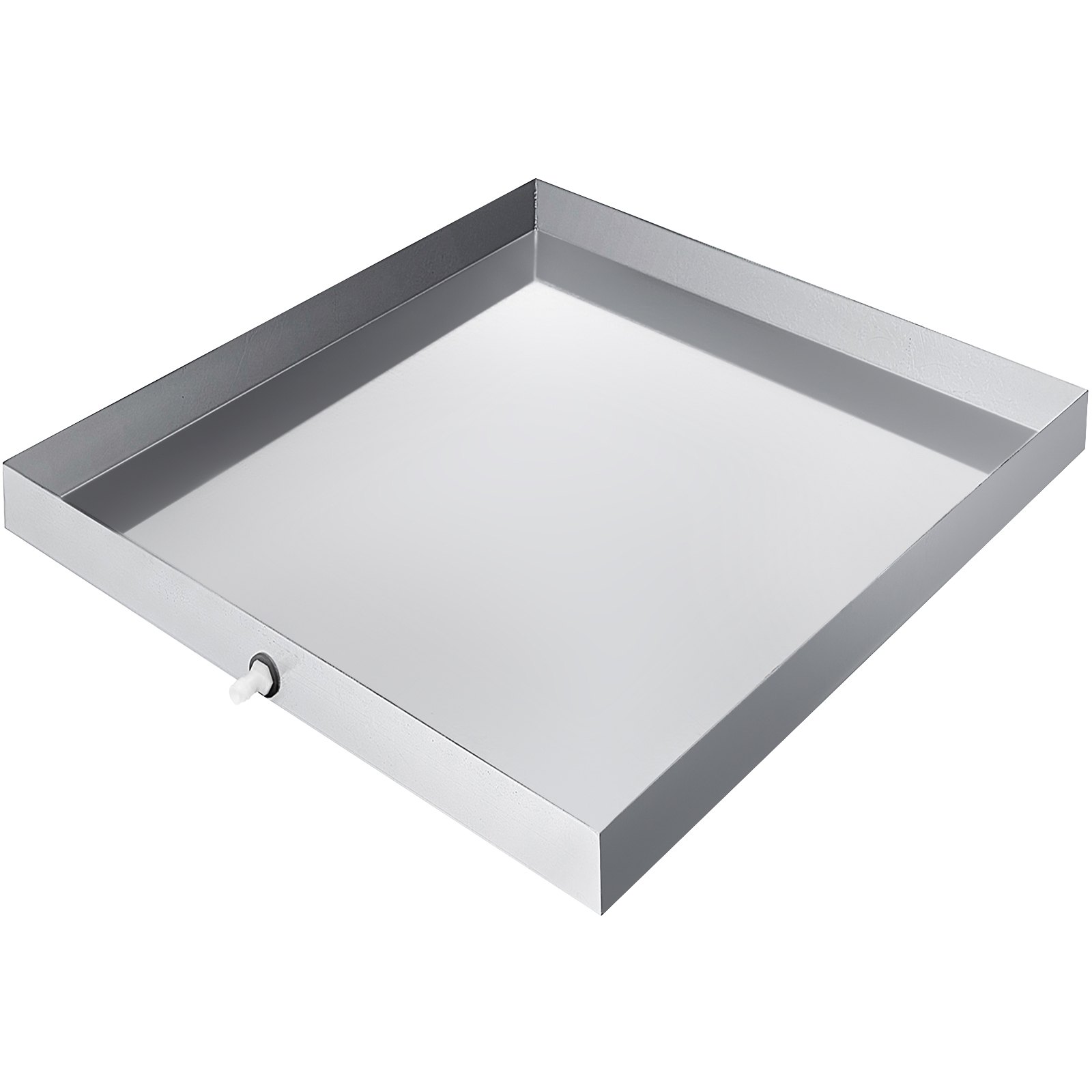 VEVOR Bandeja para lavadora de 32 x 30 x 2,5 pulgadas, bandeja de goteo para lavadora compacta de acero galvanizado de 18 GA de espesor, resistente, con orificio de drenaje y adaptador de manguera