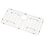 Rejilla protectora de fregadero VEVOR rectangular con orificio de drenaje central y patas de goma protectoras.