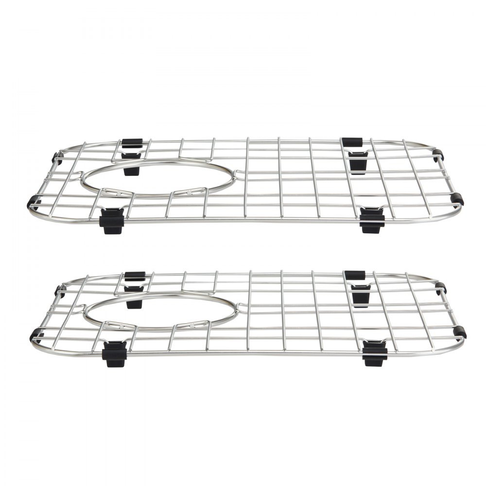 VEVOR Rejilla protectora para fregadero, 2 piezas, rejillas de fregadero de acero inoxidable de 13.3 x 11.6 pulgadas, rejillas de fregadero de drenaje trasero con radio de esquina R50, rejillas inferiores de fregadero grandes, accesorios universales para fregadero de cocina