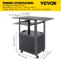 VEVOR AV Cart, 27-41" Altura ajustable Media Cart con 2 11 x 17.7" Drop Leaves, 150 LBS Capacidad Presentation Cart con un gabinete con cerradura, 25 x 18" Steel Projector Cart con una bandeja para teclado
