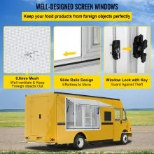 Ventana de concesión VEVOR, 36 x 36 pulgadas, ventana de servicio de camión de alimentos de aleación de aluminio con 4 ventanas de pantalla deslizantes horizontales y puerta de toldo y gancho de arrastre, ventana de servicio para remolques de concesión de camiones de alimentos