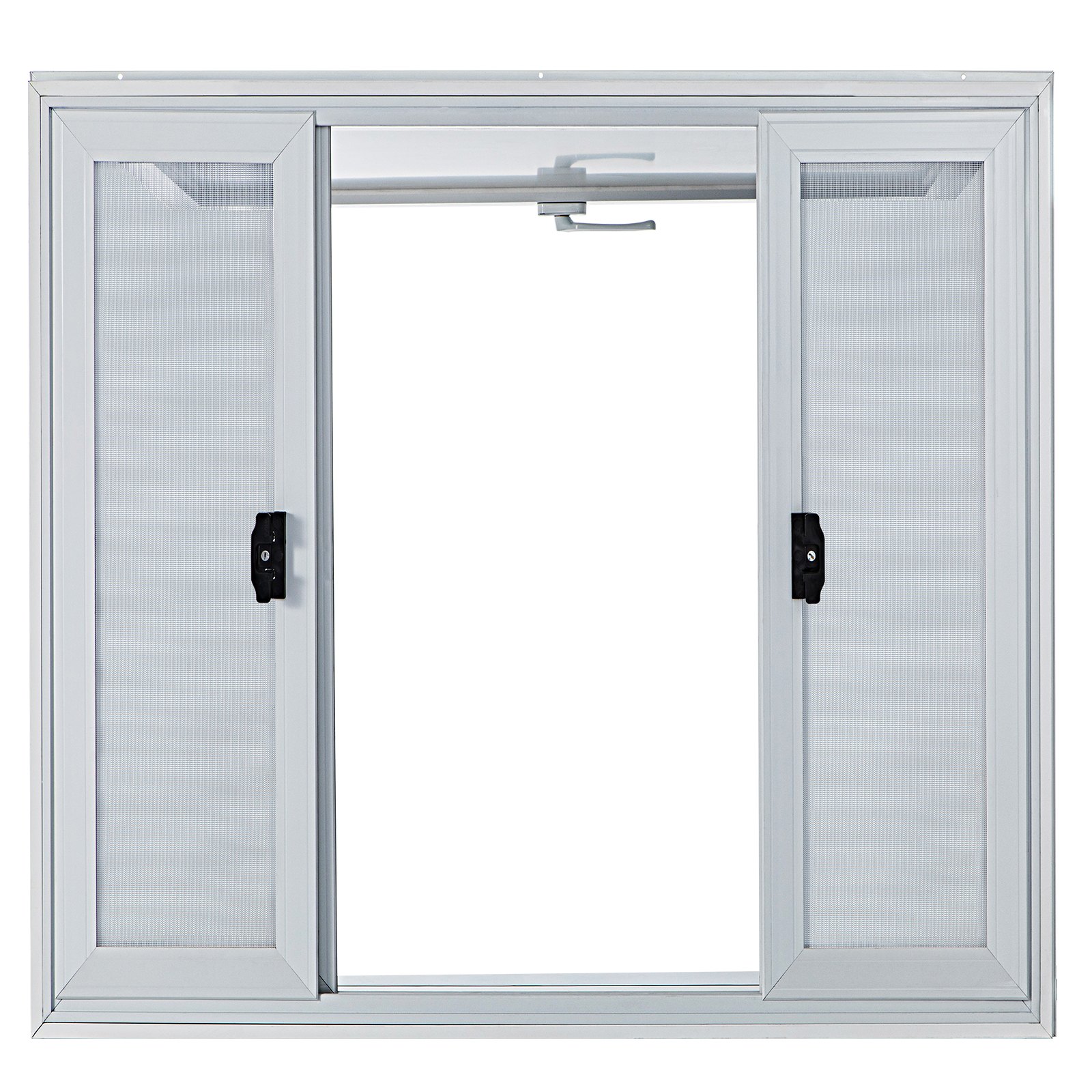 Ventana de concesión VEVOR de 91 x 91 cm, de aleación de aluminio, con 4 ventanas corredizas horizontales, puerta de toldo y gancho de arrastre, ideal para camiones de comida y remolques de concesión.