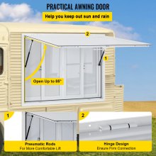 VEVOR Ventana de concesión, 48 x 36 pulgadas, ventana de servicio de camión de alimentos de aleación de aluminio con 4 ventanas de pantalla correderas horizontales y puerta de toldo y gancho de arrastre, ventana de servicio para camiones de comida, remolques de concesión