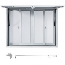 VEVOR Ventana de concesión, 48 x 36 pulgadas, ventana de servicio de camión de alimentos de aleación de aluminio con 4 ventanas de pantalla correderas horizontales y puerta de toldo y gancho de arrastre, ventana de servicio para camiones de comida, remolques de concesión