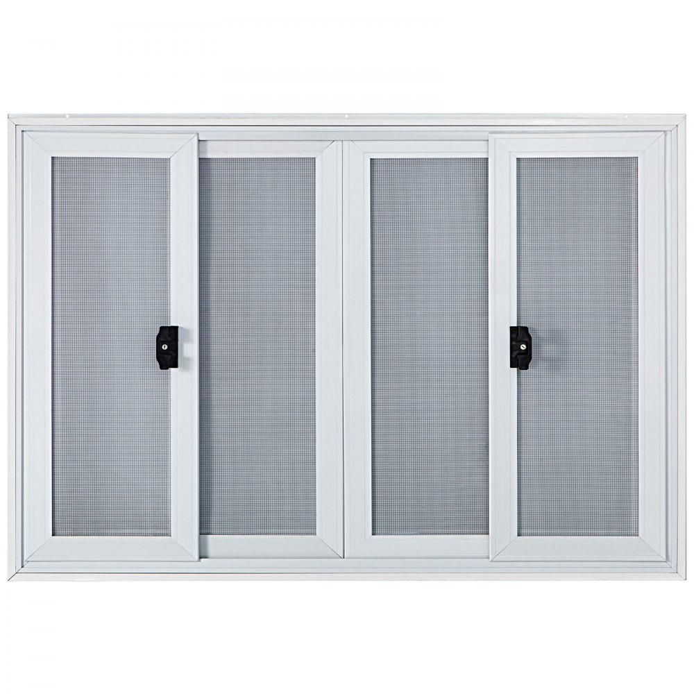 Ventana de concesión VEVOR con cuatro paneles corredizos y manijas de bloqueo negras.