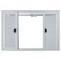 Ventana de concesión VEVOR con paneles de vidrio corredizos dobles y marco de aluminio blanco.