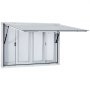 Ventana de concesión VEVOR con toldo y paneles de vidrio corredizos en marco blanco.