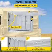 VEVOR Ventana de concesión, 53 x 33 pulgadas, ventana de servicio de camión de alimentos de aleación de aluminio con 4 ventanas de pantalla correderas horizontales y puerta de toldo y gancho de arrastre, ventana de servicio para camiones de comida, remolques de concesión