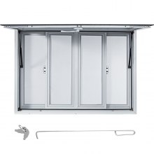 VEVOR Ventana de concesión, 53 x 33 pulgadas, ventana de servicio de camión de alimentos de aleación de aluminio con 4 ventanas de pantalla correderas horizontales y puerta de toldo y gancho de arrastre, ventana de servicio para camiones de comida, remolques de concesión