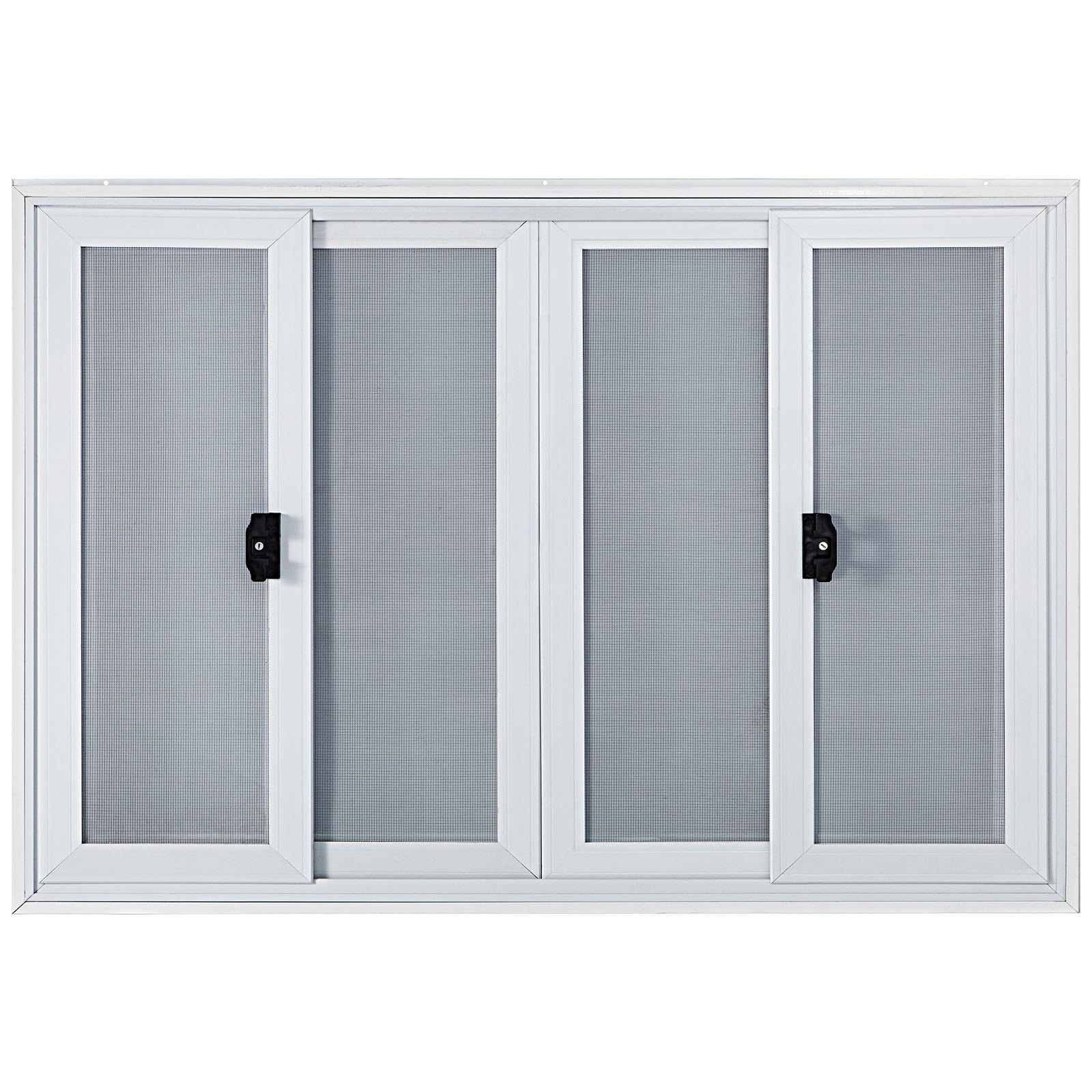 Ventana de concesión VEVOR con cuatro paneles corredizos y manijas de bloqueo negras.