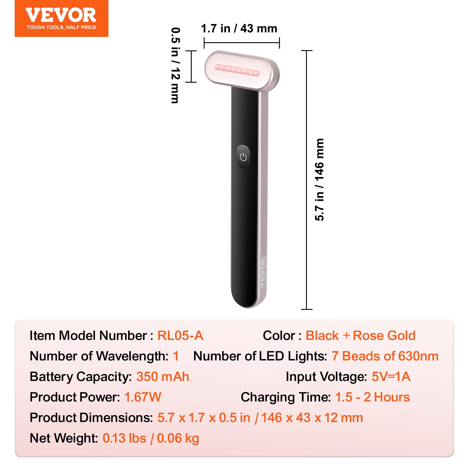 VEVOR Varita de terapia de luz roja para cara y cuello, varita facial LED 3 en 1, dispositivo de terapia de luz roja con terapia de calentamiento | Masaje facial vibratorio, varita de belleza LED portátil