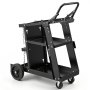 VEVOR Welding Cart, 3-Tier Welder Cart Heavy Duty with 400 Lbs Weight Capacity, 360° Swivel Wheels, Tank Storage Safety Chains, Rolling MIG Welder Cart for TIG, ARC, MMA, Plasma Cutter Welding Machine