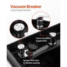 Tazón de champú VEVOR, fregadero de plástico ABS negro para salón y Spa, equipo de salón de belleza para peluqueros