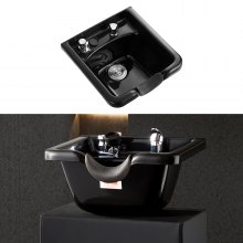 Tazón de champú VEVOR, fregadero de plástico ABS negro para salón y Spa, equipo de salón de belleza para peluqueros
