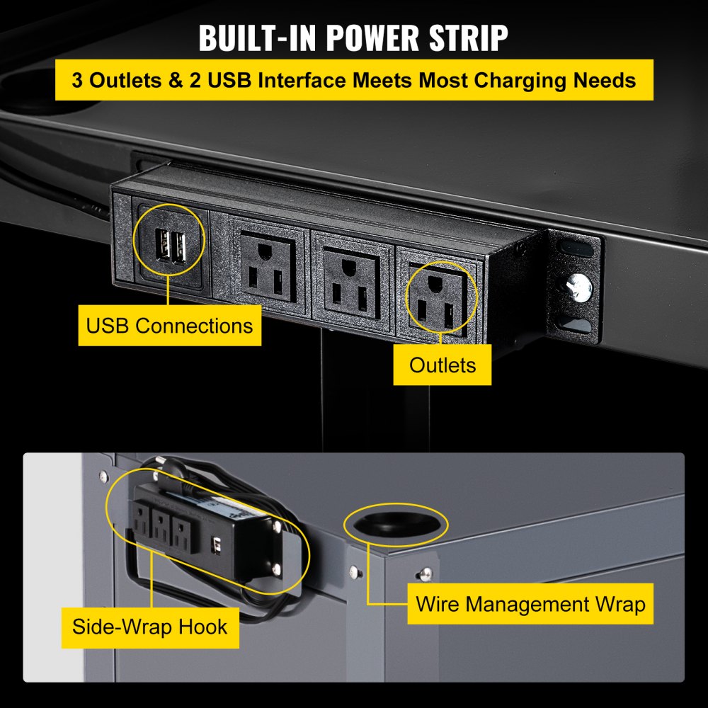 Carro AV VEVOR, carro de medios de altura ajustable de 27 a 41 pulgadas con 2 hojas colgantes, carro de presentación de capacidad de 150 libras con un gabinete con cerradura, carro de proyector de acero ensanchado de 33 x 18 pulgadas con una bandeja para teclado