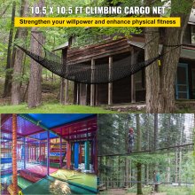 VEVOR Red de Escalada para Patio Poliéster 3,2x3,2 m Negro para Parque Infantil