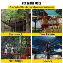 VEVOR Red de Escalada para Patio Poliéster 3,2x3,2 m Negro para Parque Infantil