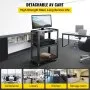 Carro AV de acero VEVOR, carro multimedia ajustable en altura de 24 a 42 pulgadas con cable de alimentación eléctrica, carro de presentación de 24 x 32 pulgadas con 3 estantes, carro para proyector con ruedas de 150 libras y 2 frenos Adecuado para cargas de hasta 100 kg