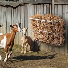 Comedero para heno para ganado VEVOR de 18,5 galones, estante para heno para cabras montado en la pared para caballos