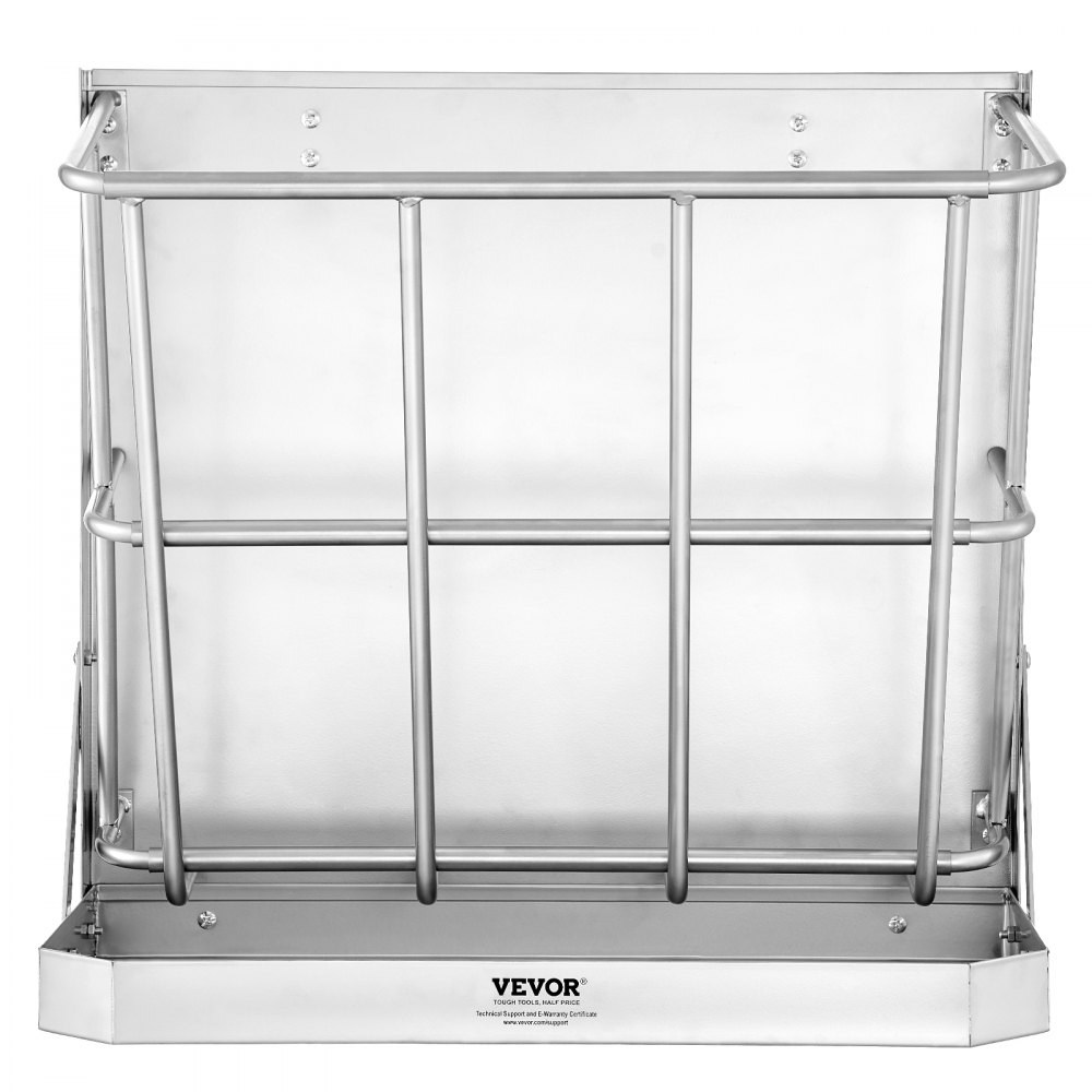 Comedero para cabras VEVOR, 2 en 1, de heno y grano, de gran capacidad (21 galones), con bandeja de alimentación para ganado, de acero resistente y con rejilla de múltiples lados.