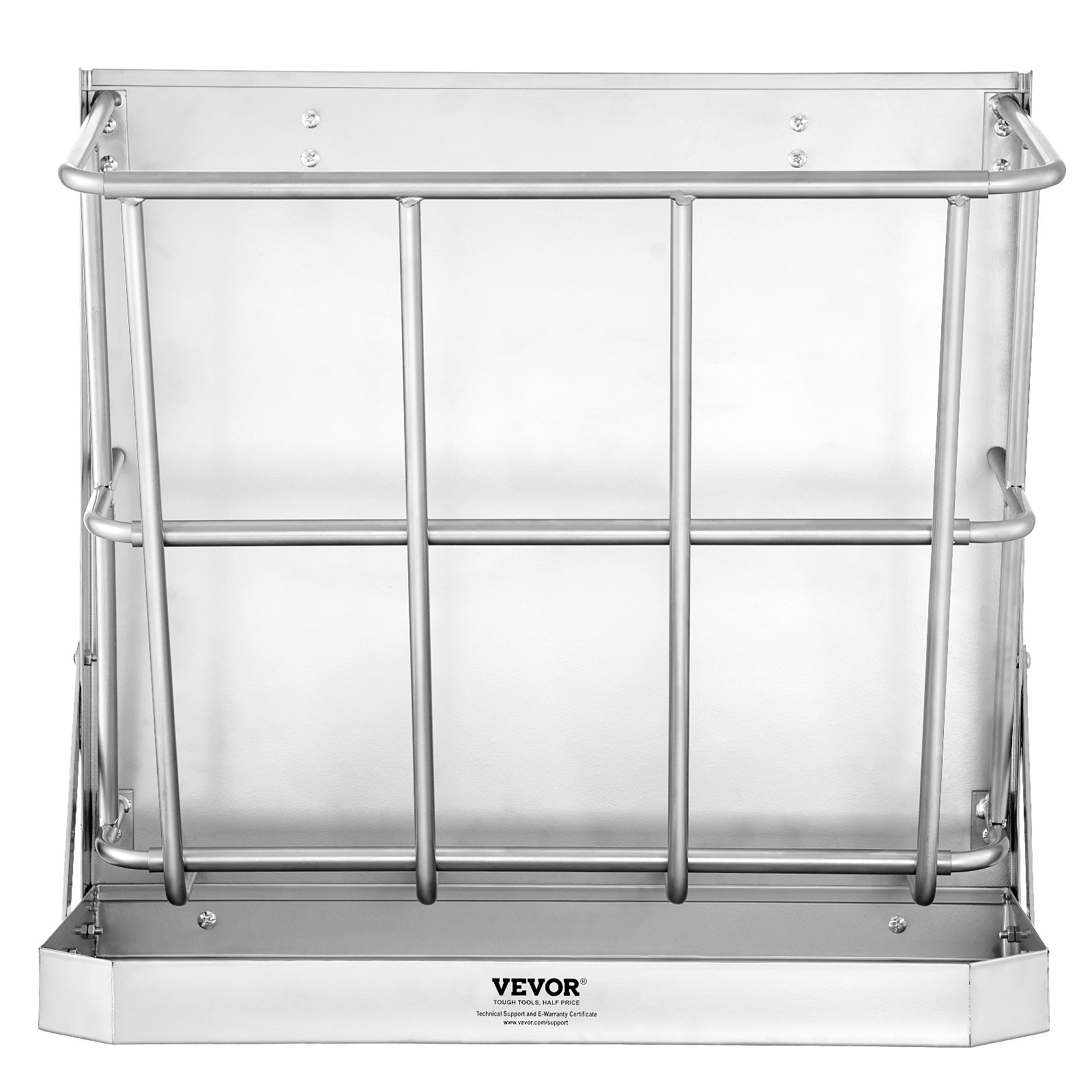 Comedero para cabras VEVOR, 2 en 1, de heno y grano, de gran capacidad (21 galones), con bandeja de alimentación para ganado, de acero resistente y con rejilla de múltiples lados.