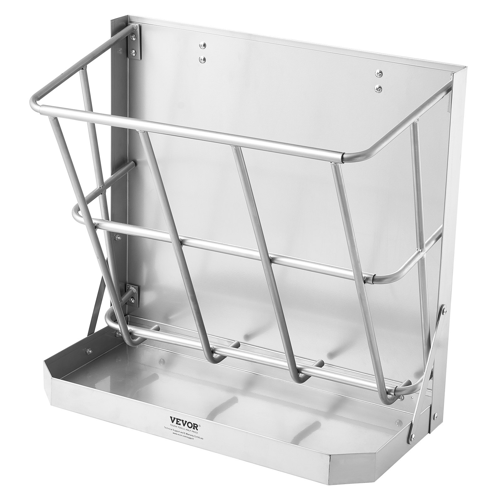 Comedero para cabras VEVOR, 2 en 1, de heno y grano, de gran capacidad (21 galones), con bandeja de alimentación para ganado, de acero resistente y con rejilla de múltiples lados.
