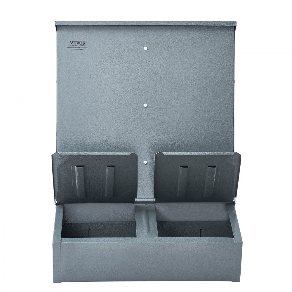 Comedero para cerdos VEVOR, capacidad de 3,7 bushels, doble puerta, de acero resistente, multiusos, para ganado al aire libre, accesorio para granjas, ideal para alimentar hasta 8 cerdos.