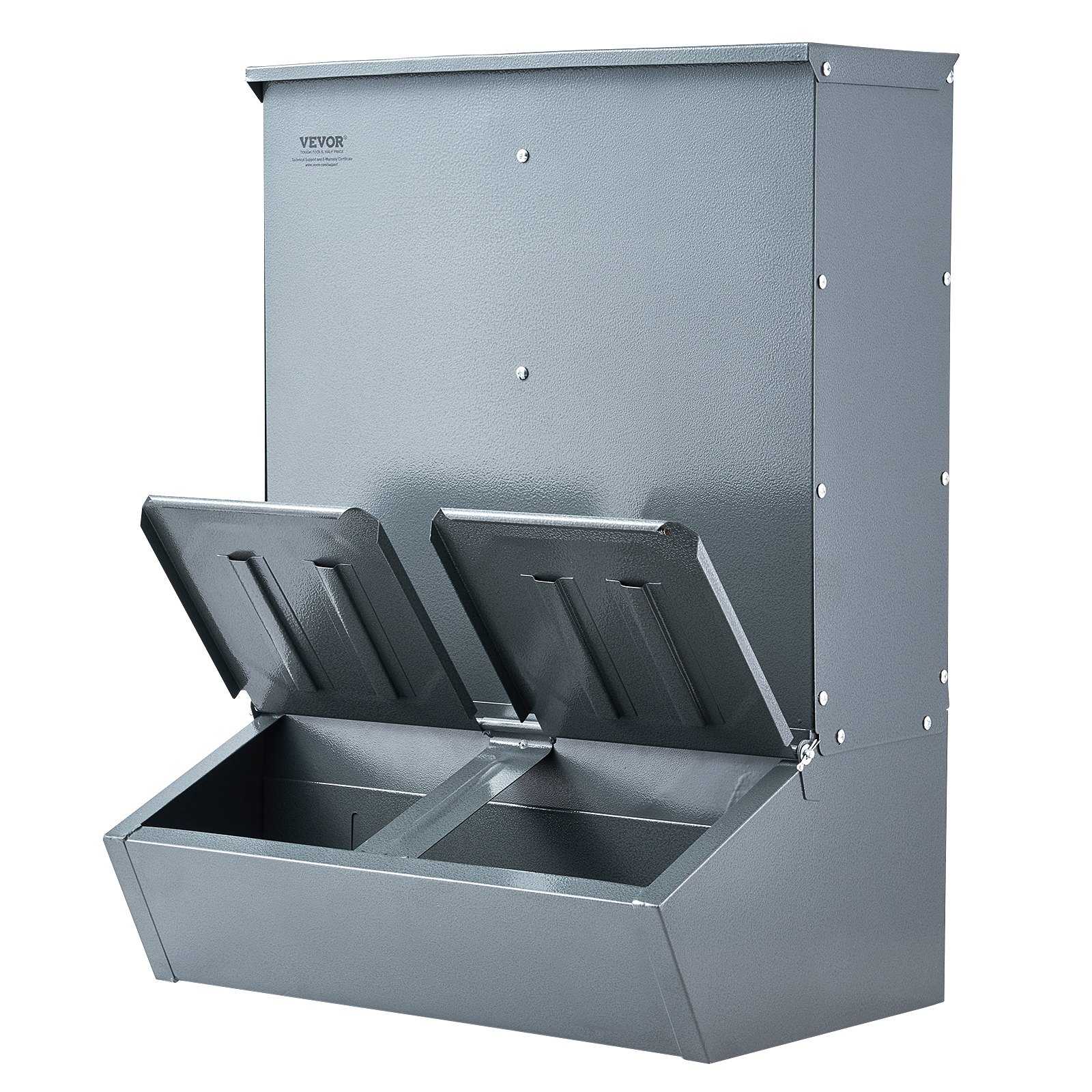 Comedero para cerdos VEVOR, capacidad de 3,7 bushels, doble puerta, de acero resistente, multiusos, para ganado al aire libre, accesorio para granjas, ideal para alimentar hasta 8 cerdos.