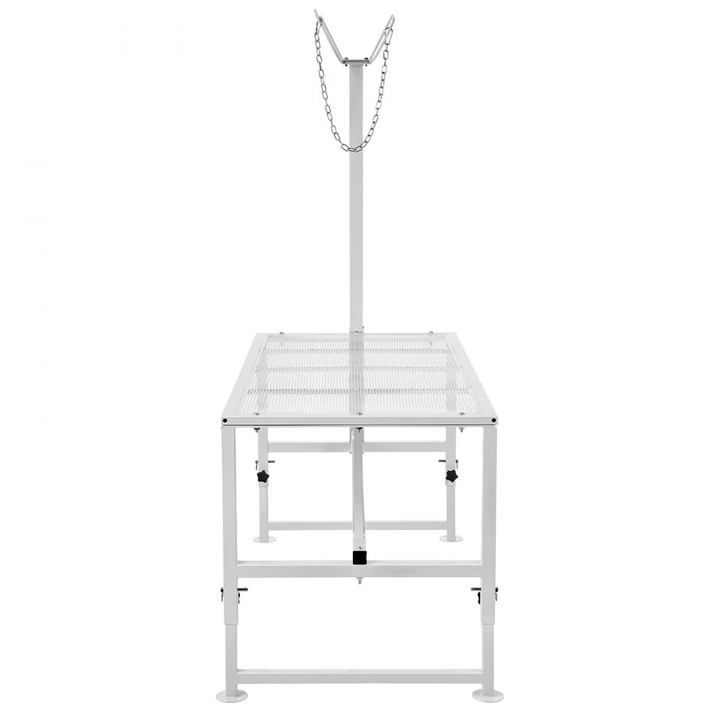 VEVOR Soporte para cabras y ovejas, soporte para ganado de 47 x 23 pulgadas, soporte de metal para ordeño y esquila de ganado de 21 a 33 pulgadas de altura ajustable, con tocado y bucle para la nariz, peso de carga de 500 libras, blanco