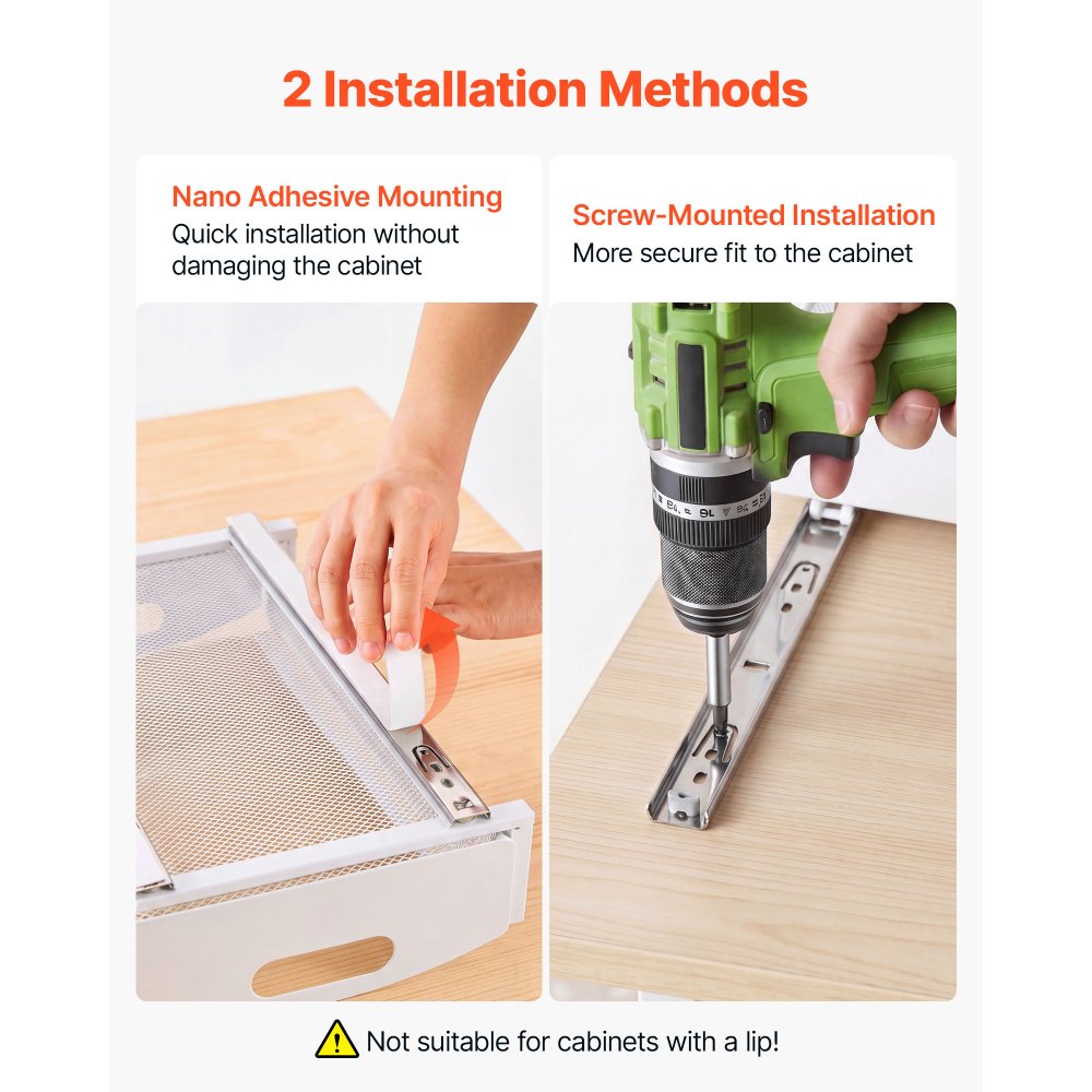 Organizador bajo fregadero VEVOR, paquete de 2 organizadores extraíbles de 2 niveles con ajuste de altura de 4 niveles, estante deslizante de metal, organizadores y almacenamiento multiusos para baño y cocina, blanco