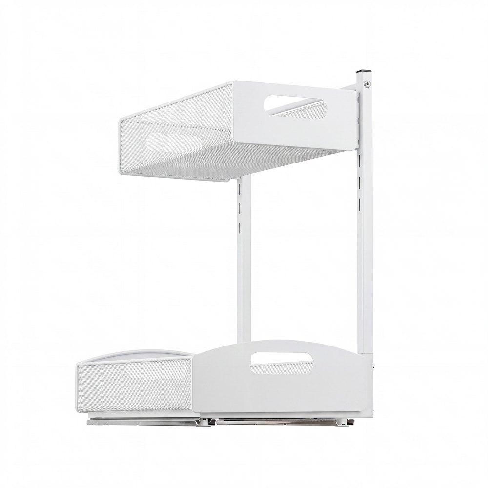 Organizador bajo fregadero VEVOR, paquete de 2 organizadores extraíbles de 2 niveles con ajuste de altura de 4 niveles, estante deslizante de metal, organizadores y almacenamiento multiusos para baño y cocina, blanco