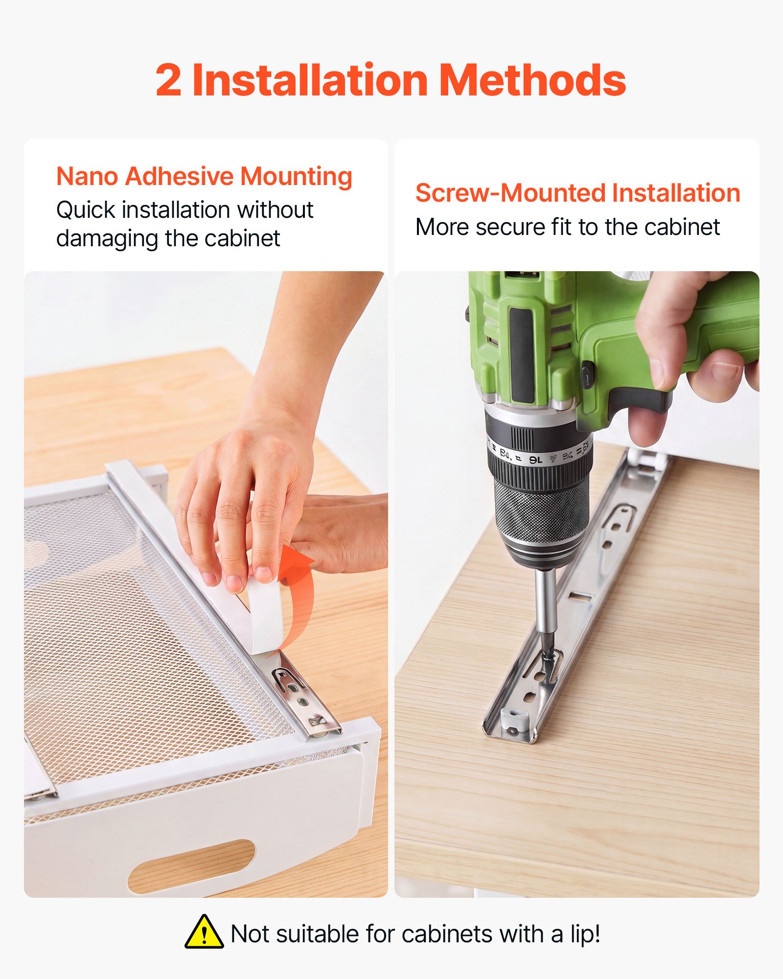 Organizador bajo fregadero VEVOR, paquete de 2 organizadores extraíbles de 2 niveles con ajuste de altura de 4 niveles, estante deslizante de metal, organizadores y almacenamiento multiusos para baño y cocina, blanco