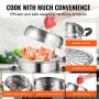 VEVOR Olla de vapor de 11 pulgadas/28 cm, olla de vapor de 3 niveles para cocinar con olla de 8,5 cuartos, vaporizador de verduras y 2 bandejas de vapor, utensilios de cocina de acero inoxidable 304 d